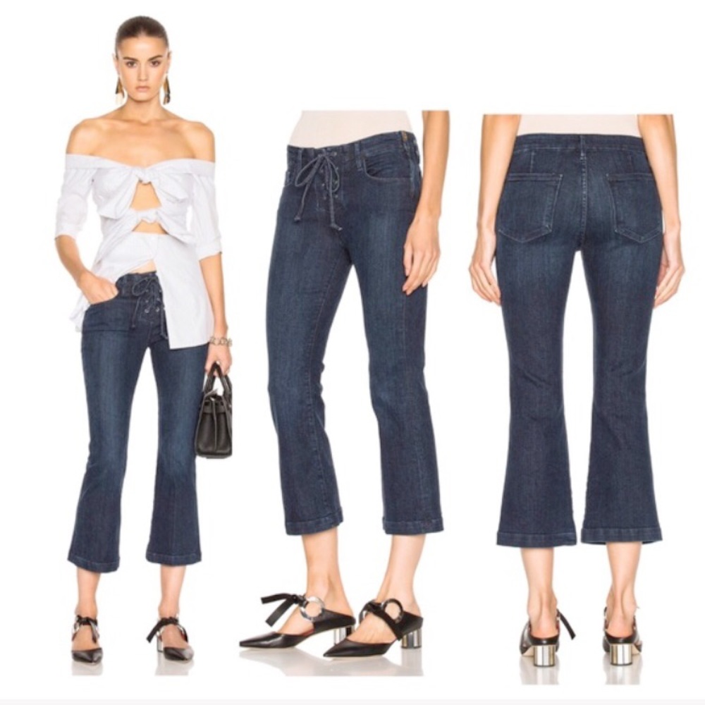 FRAME Le Crop Mini Boot Jeans Lace Up Flare Denim Sailor Capri NWOT Sz 24 or 25